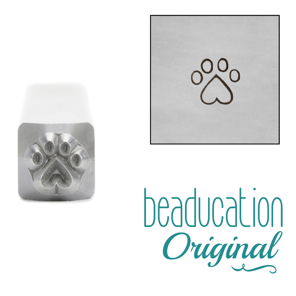 Metal Stamping Tools Paw with Heart Metal Design Stamp, 4.2mm, Beaducation Exact Series by Stamp Yours